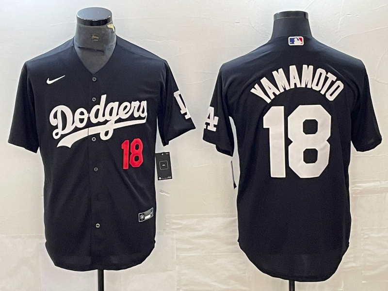 Men's Los Angeles Dodgers Yoshinobu Yamamoto #18 Black Jersey
